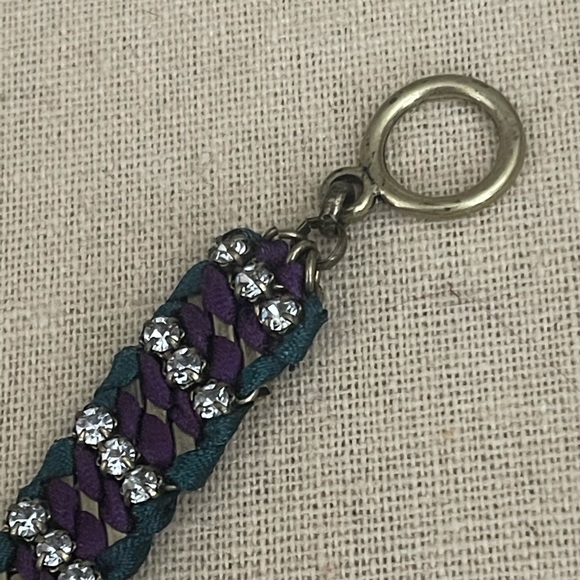 Crystal Studded Ribbon Chain Bracelet - Picture 3 of 6